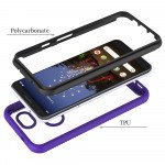 Wholesale Google Pixel 3A XL Clear Transparent Dual Defense Hybrid Armor Case (Purple)